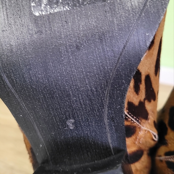 Sam Edelman Calf Hair Leopard Print Ankle Boots EUC 8 Chunky Boho Zip Up - Picture 10 of 10